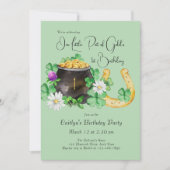 Invitation Little Pot Gold Irlandais Shamrock fête d'annivers (Devant)