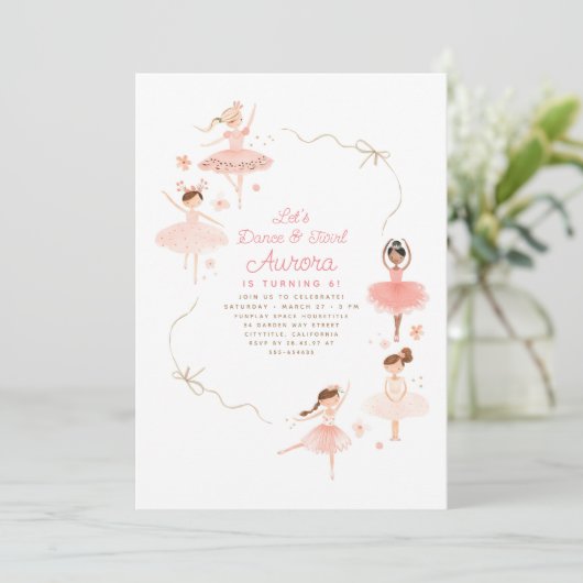 Invitation Little Pretty Ballerinas Ballet Anniversaire (Debout devant)