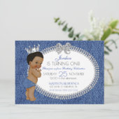 Invitation Little Prince African American Denim & Diamants (Debout devant)