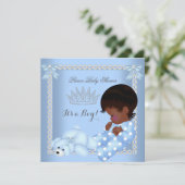 Invitation Little Prince Baby shower Boy Blue Pearl A2 (Debout devant)