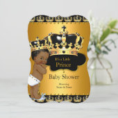 Invitation Little Prince Baby shower Boy Crown Ethnic (Debout devant)