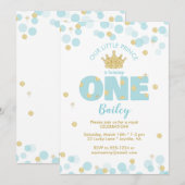 Invitation Little Prince Premier anniversaire Blue Gold (Devant / Derrière)