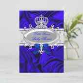 Invitation Little Prince Royal Blue Boy Baby shower 2 (Debout devant)