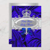 Invitation Little Prince Royal Blue Boy Baby shower 2 (Devant / Derrière)
