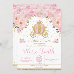 Invitation Little Princess Baby shower Carriage rose Floral