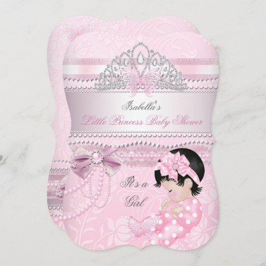 Invitation Little Princess Baby shower Girl Butterfly CC (Devant / Derrière)