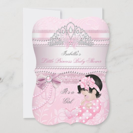 Invitation Little Princess Baby shower Girl Butterfly CC (Devant)