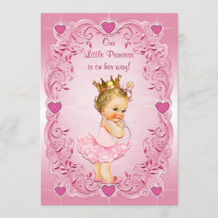 Invitation Little Princess Ballerina Love Hearts Baby shower