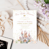 Invitation Little Princess Blush Gold Crown 1er anniversaire