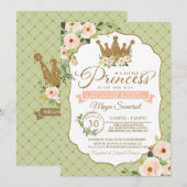Invitation Little Princess Blush Mint Gold Baby shower Royal (Devant / Derrière)