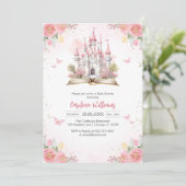 Invitation Little Princess Fairytale Castle Girl Baby Shower  (Debout devant)