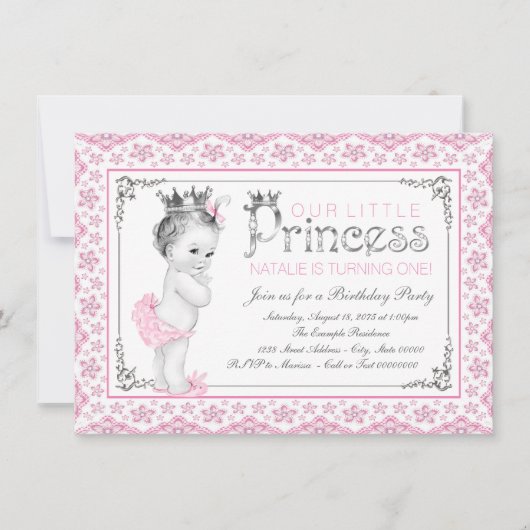 Invitation Little Princess Fête d'anniversaire (Devant)