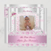 Invitation Little Princess First Birthday Party Photo 2 (Devant / Derrière)