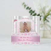 Invitation Little Princess First Birthday Party Photo 2 (Debout devant)