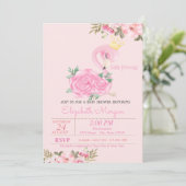 Invitation Little Princess, Flamant rose bébé Baby shower flo (Debout devant)