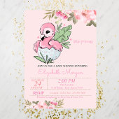 Invitation Little Princess, Flamant rose bébé Baby shower flo