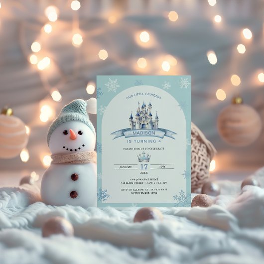 Invitation Little Princess Ice Castle Crown Anniversaire hive