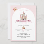 Invitation Little Princess Pink Castle Crown (Devant)