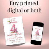 Invitation Little Princess Pink Castle Quatrième anniversaire