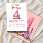 Invitation Little Princess Pink Castle Quatrième anniversaire