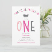 Invitation Little Princess Premier anniversaire Pink Party (Debout devant)