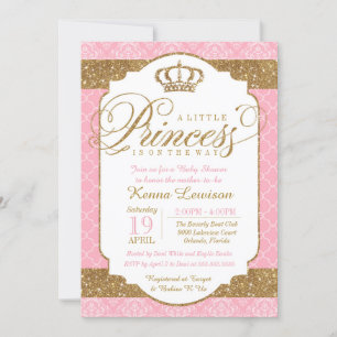 Invitation Little Princess Royal Pink and Gold Baby shower