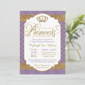 Invitation Little Princess Royal Purple et Gold Anniversaire (Debout devant)