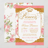 Invitation Little Princess Shabby Chic Floral Baby shower (Devant / Derrière)