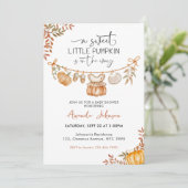 Invitation Little Pumpkin arrive bientôt Shower de bébé d'aut (Debout devant)