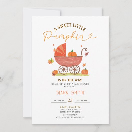 Invitation Little Pumpkin Carriage Baby Shower Invite (Devant)