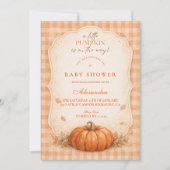 Invitation Little Pumpkin Gingham Fall Baby Shower (Devant)