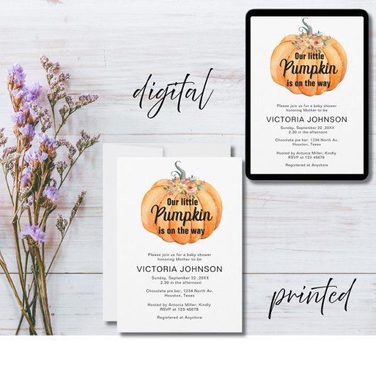 Invitation Little Pumpkin is on the way Baby Shower