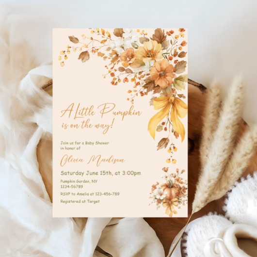 Invitation Little Pumpkin Is On The Way Baby Shower