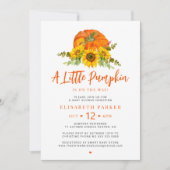 Invitation Little pumpkin orange fall floral baby shower (Devant)