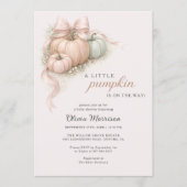 Invitation Little Pumpkin Pink Bow Baby Shower (Devant)