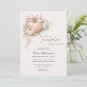 Invitation Little Pumpkin Pink Bow Baby Shower (Debout devant)