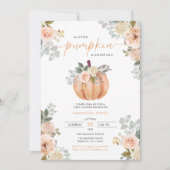 Invitation Little Pumpkin Pink FloralFall Baby Shower (Devant)