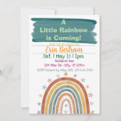 Invitation Little Rainbow Coming, Boho Baby Shower  (Devant)