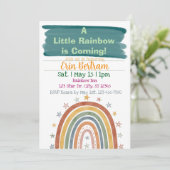 Invitation Little Rainbow Coming, Boho Baby Shower  (Debout devant)