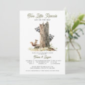 Invitation Little Rascals Raccoons Twins Baby shower (Debout devant)