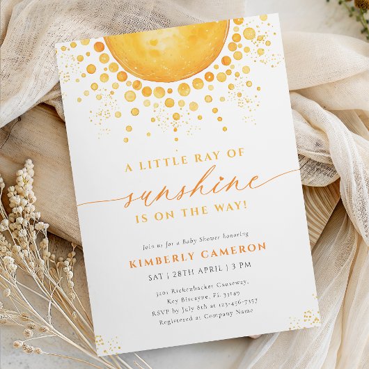 Invitation Little Ray of Sunshine Baby Shower