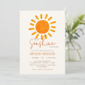 Invitation Little Ray Of Sunshine Baby shower Neutre Pour Les (Debout devant)