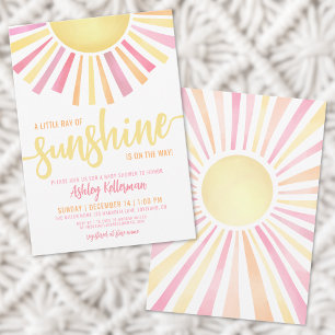 Invitation Little Ray Of Sunshine Boho Baby shower
