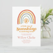 Invitation Little Ray of Sunshine Boho Baby shower arc-en-cie (Debout devant)