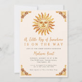 Invitation Little Ray of Sunshine Boho Sun Baby Shower (Devant)
