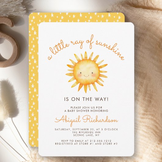 Invitation Little Ray of Sunshine Cute Baby shower