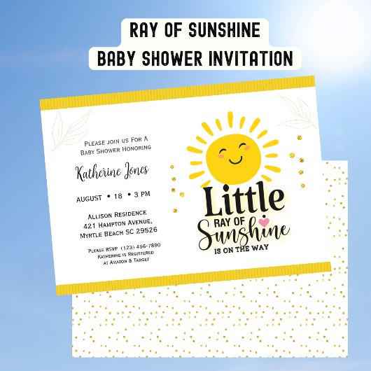 Invitation Little Ray of Sunshine Parties scintillant Baby sh
