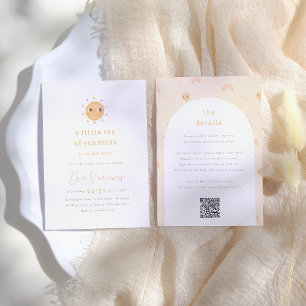 Invitation Little Ray of Sunshine QR Girl Baby shower