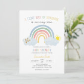 Invitation Little Ray of Sunshine Rainbow Baby shower (Debout devant)