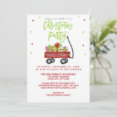 Invitation Little Red Wagon Russe Noël Party (Debout devant)